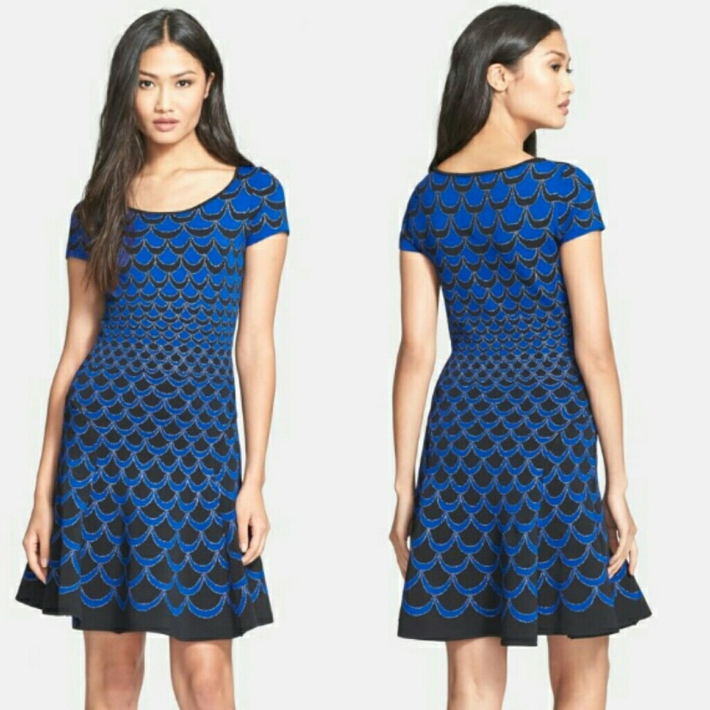 DVF blue black sweater dress